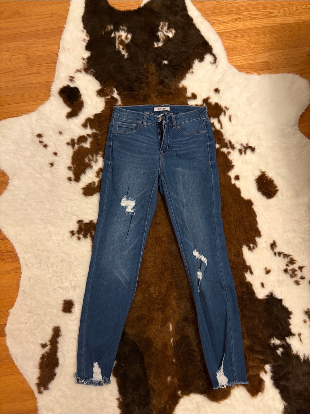 refuge Distressed Dark Blue Skinny Jeans